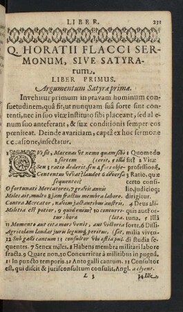 Argumentum Satyrae primae.
