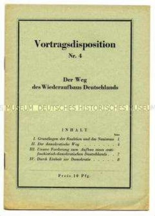 Schulungsmaterial der KPD: Vortragsdisposition Nr. 4