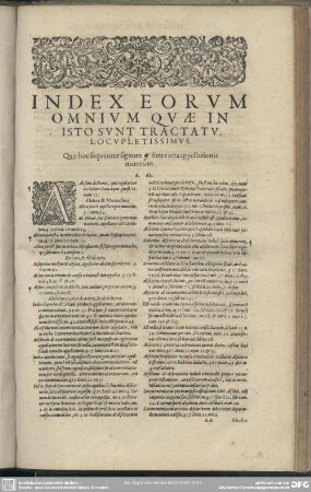 Index Eorum Omnium Quae In Isto Sunt Tractatu, Locupletissimus