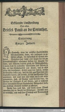 Erklärende Umschreibung Des ersten Briefes Pauli an die Corinther