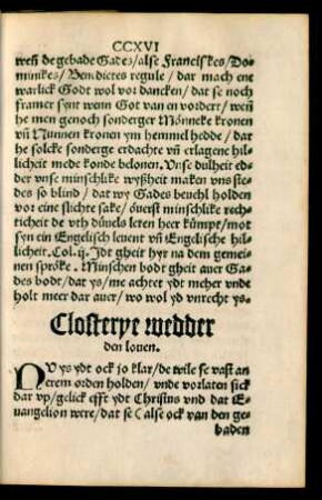 Closterye wedder den loven.