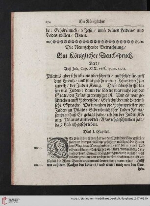 Die neunzehende Betrachtung ein koeniglicher Denck-Spruch