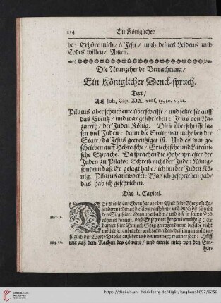Die neunzehende Betrachtung ein koeniglicher Denck-Spruch
