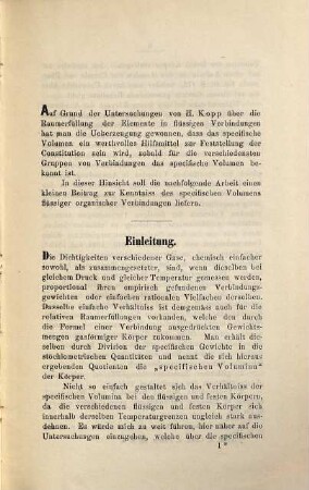 Beiträge zur Kenntniss des specifischen Volumens flüssiger organischer Verbindungen : Inaug.-Diss. d. U. Königsberg