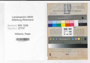 Entnazifizierung Peter Willems , geb. 11.05.1900 (Bahnmeister)
