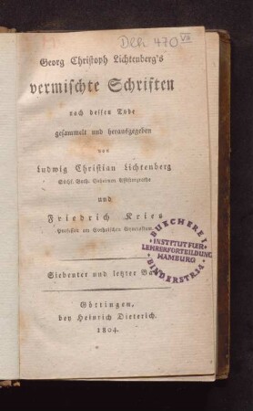 Bd. 7: Georg Christoph Lichtenberg's vermischte Schriften