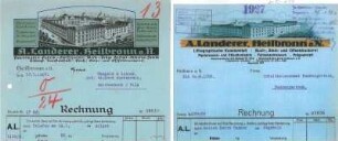 Rechnungsformular der Fa. A. Landerer mit Firmenansicht