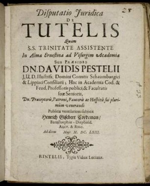 Disputatio Iuridica De Tutelis