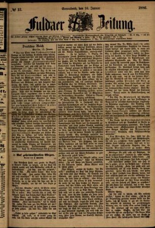 Ausgabe vom Samstag, den 16. Januar 1886.
