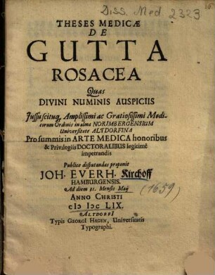 Theses Medicae De Gutta Rosacea