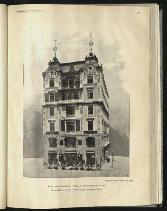 Wohn- und Geschäftshaus in Wien, I. Rothenthurmstrasse Nr. 29. Architekt: k. k. Baurath Professor Julius Deininger.
