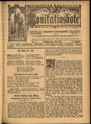 Erste Ausgabe vom Sonntag, den 01. Mai 1904.