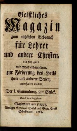 Der I. Sammlung, 8tes Stück.
