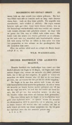 Bruder Berthold Und Albertus Magnus.