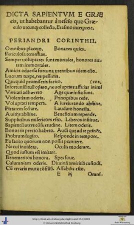 Dicta Sapientium E Graecis Erasmo interprete