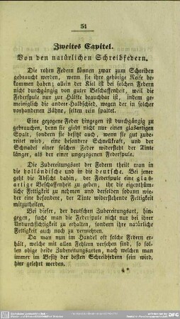 Zweites Capitel. Von den natürlichen Schreibfedern