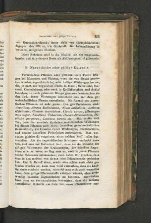 Narcotische oder giftige Extracte.