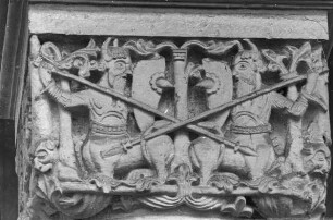 Hamersleben, ehem. Augustiner-Chorherren-Stift, Stiftskirche, St. Pankratius, zweites südliches Langhauskapitell von Osten, Nordseite