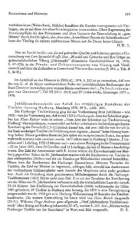 Jubiläumsfestschrift aus Anlaß des 450jährigen Bestehens der Tischler-Innung Harburg, Klaus Richter (Bearb.) : Hamburg, 1978