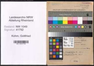 Entnazifizierung Gottfried Kohm , geb. 30.06.1902 (Werkmeister)