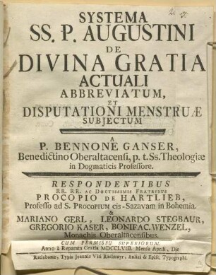 Systema SS. P. Augustini de divina gratia actuali abbreviatum