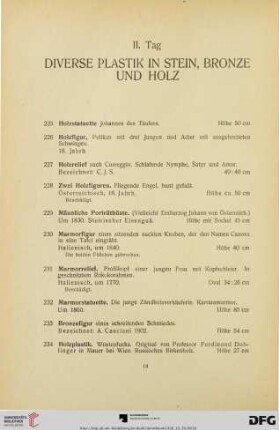 Diverse Plastik in Stein, Bronze und Holz (Nr. 225-238)