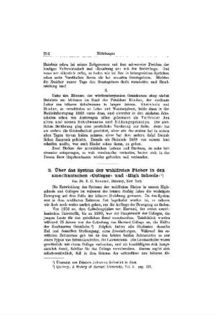Über das System der wahlfreien Fächer in den amerikanischen >CollegesHigh Schools<
