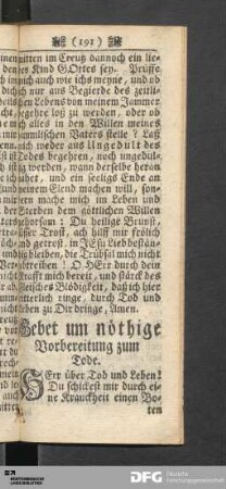 Gebet um nöthige Vorbereitung zum Tode.