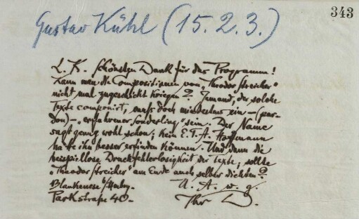 Brief an Gustav Kühl