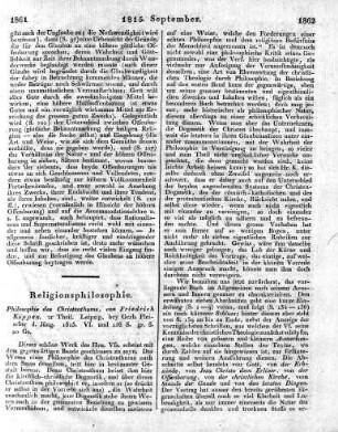 Philosophie des Christenthums, von Friedrich Köppen. 2r Theil. Leipzig, bey Gerh. Fleischer d. Jüng. 1815. VI. und 156 S. gr. 8.