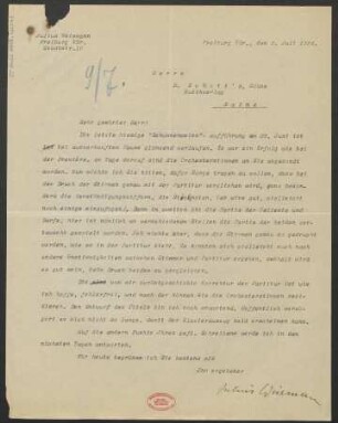 Brief an B. Schott's Söhne : 02.07.1924