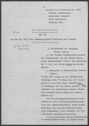 Plüderhausen: Pfarrbericht 1946