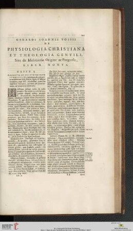 Gerardi Ioannis Vossii: De Physiologia Christiana et Theologia gentili, sive de Idololatriæ Origine ac Progressu, liber nonvs