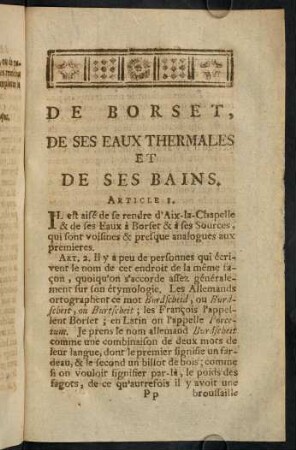 297-333, De Borset, de ses eaux Thermales et de ses Bains