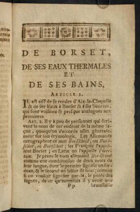 297-333, De Borset, de ses eaux Thermales et de ses Bains