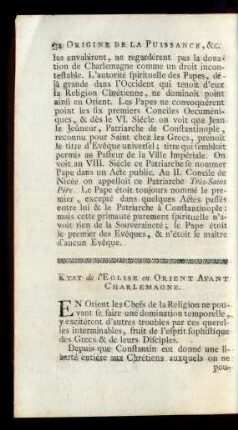 Etat de l'Eglise en Orient Avant Charlemagne.