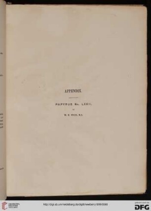 Appendix: Papyrus No. LXXII