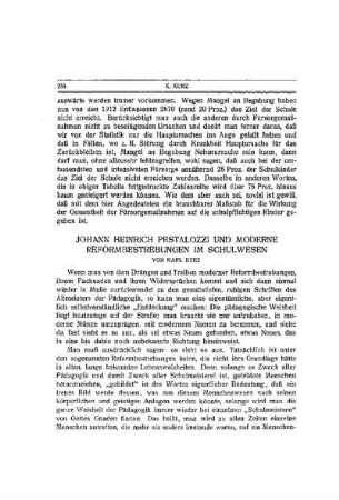 Johann Heinrich Pestalozzi und moderne Reformbestrebungen im Schulwesen