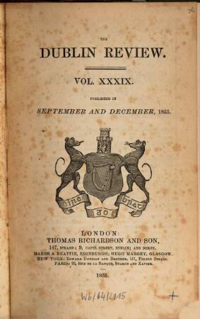 Dublin review : a quarterly and critical journal. 1855,2 = Vol. 39