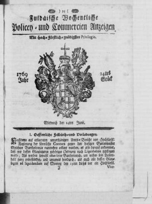24tes Stück, Ausgabe vom 14. Junii 1769