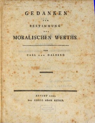 Gedanken Von Bestimmung Des Moralischen Werths