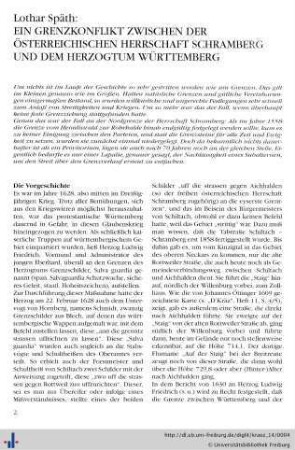 Ein Grenzkonflikt zwischen der Österreichischen Herrschaft Schramberg und dem Herzogtum Württemberg.