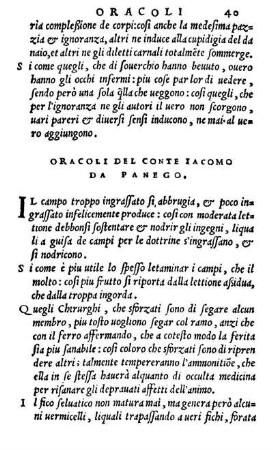 Oracoli Del Conte Iacomo Da Panego.
