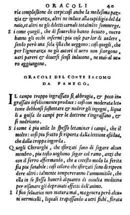 Oracoli Del Conte Iacomo Da Panego.
