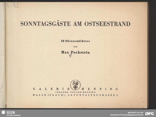 Sonntagsgäste am Ostseestrand : 22 Skizzenblätter; [Leba 1926]