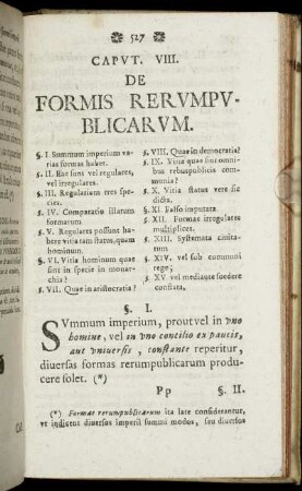 Caput VIII. De Formis Rerumpublicarum.