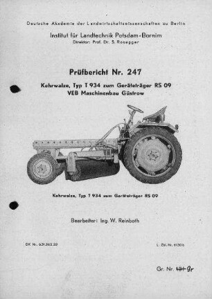 Kehrwalze Typ T 934 zum Geräteträger RS 09