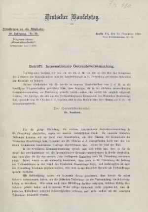 50. Jahrg. Nr. 29., ... den 30. Dezember 1910