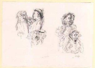 Mephisto und der Schüler. 2 Zeichnungen auf 1 Blatt