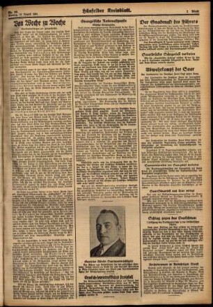 Zweite Ausgabe vom Montag, den 13. August 1934.